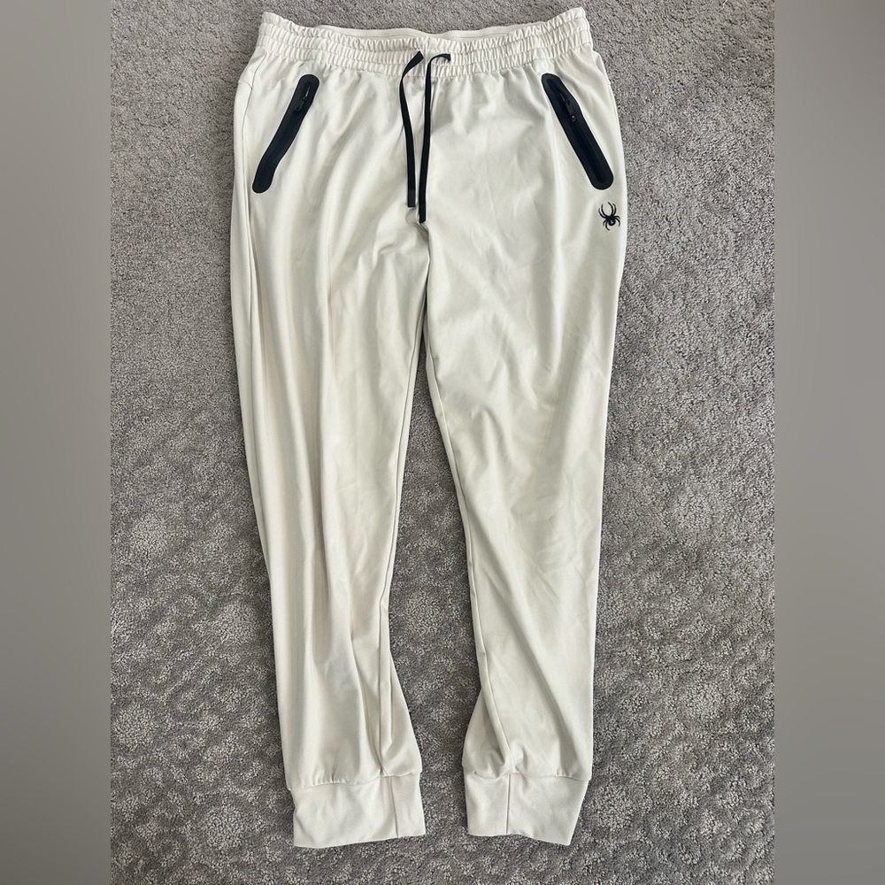 Men’s cream colored sweatpants by SPYDER active extra large elastic waist